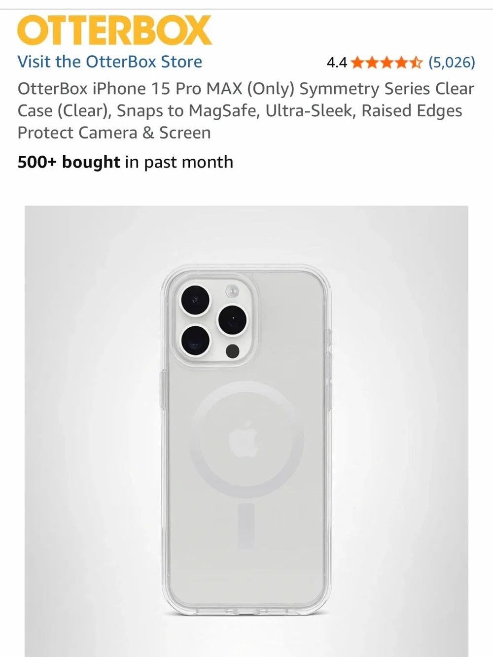 OtterBox Symmetry Series Clear Case for iPhone 15 Pro Max - Clear